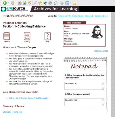 Screen Shot: Political Activist character